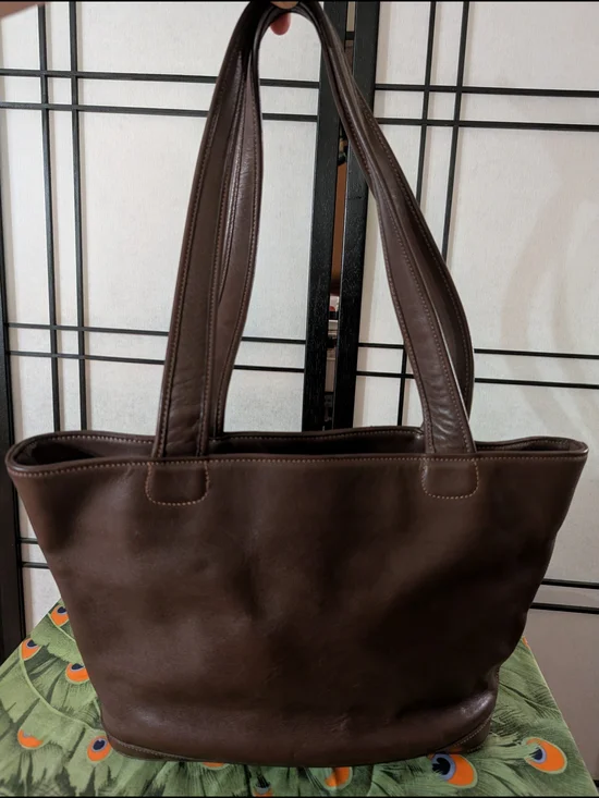 Vintage Coach 9302 Brown Glove-Tanned Leather Zip Top Tote | USA Made