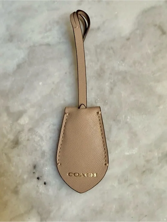 Coach Leather Hidden Keyring Pouch Charm / Key Fob (Beige/Tan)