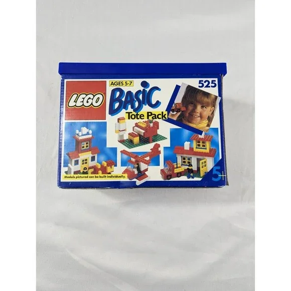 1990 LEGO set 525 Basic System Tote Pack Incomplete Empty Box