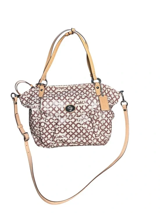 Coach coated came Op Art crossbody bag purse Y2K large C logo spellout shoulder