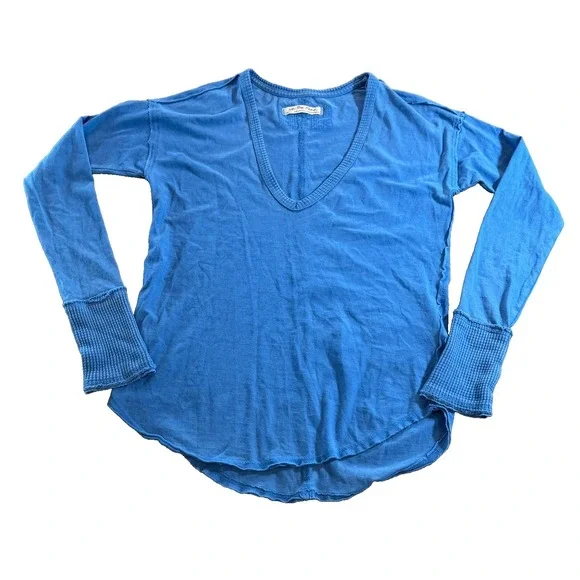 We The Free Coastal Cruising Long‎ Sleeve T XS Free People Lake Victoria Blue