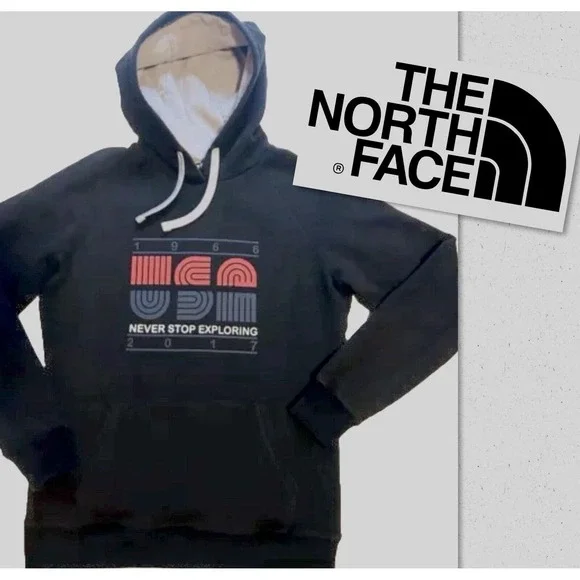 The North Face USA Women's Large Black Hoodie Never Stop Exploring Sweatshirt