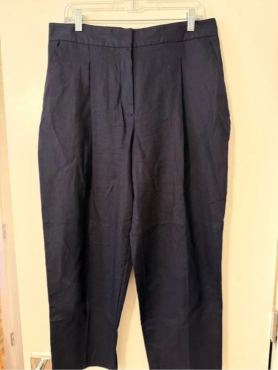 Zara Navy Cropped barrel Ankle Pants