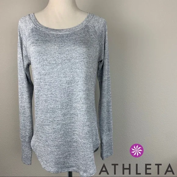 Athleta‎ Pose Tee Heathered Grey Long Sleeve Yoga Top Small 348831-06