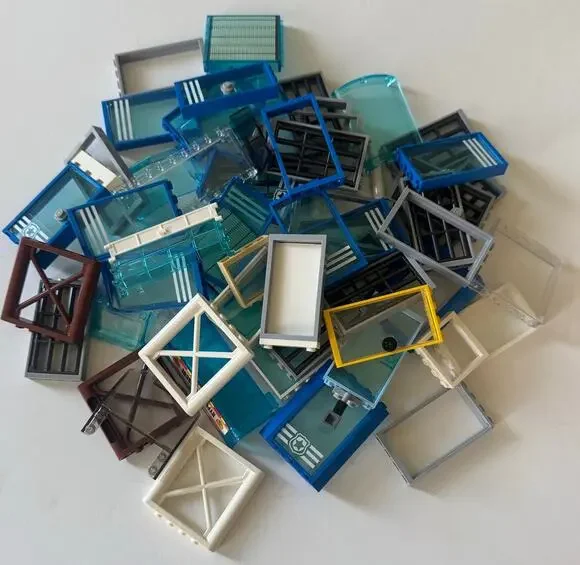 Lot of LEGO City Windows/Windshields/Jail Cells/Gates AS IS/AS PICTURED