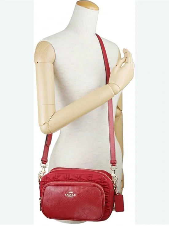 Coach court Red Pebbled Leather Crossbody Bag