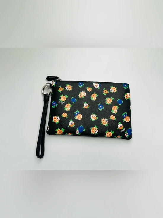 COACH Large Floral Zip Wristlet EUC