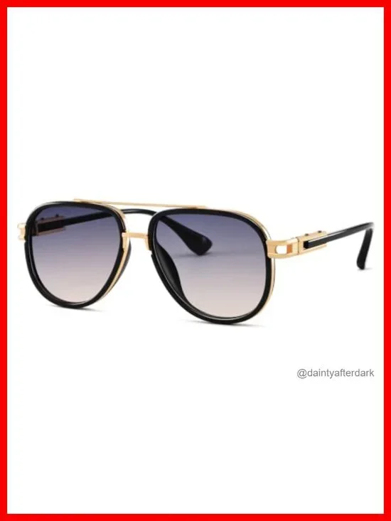 Oversized Aviator Sunglasses Metal Plastic Double Bridge Fashion UV400 Gradient