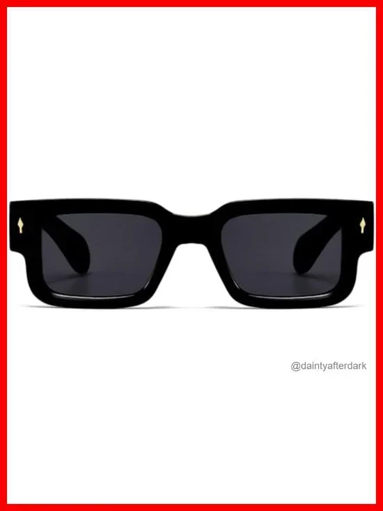 Thick Rectangle Sunglasses Chunky Square Shades Retro 90s UV400