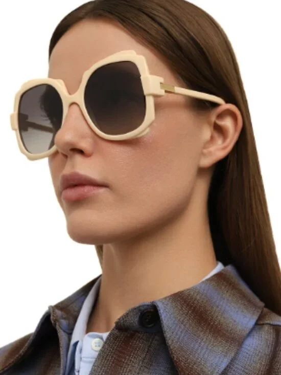 NEW GUCCI GEOMETRIC SUNGLASSES GUCCI GG1431S 004 IVORY GREY EYEWEAR