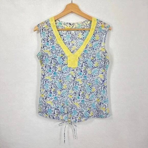 Old Navy Sleeveless Cotton Top V-Neck Crinkle Sheer Boho Coquette Summer S
