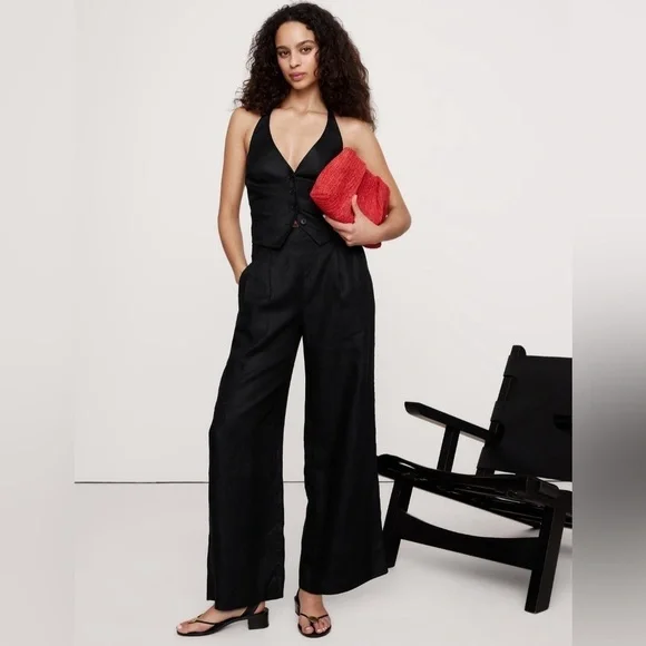 NEW! Banana Republic High-Rise Linen Wide-Leg Pant - 713500 🖥️8️⃣