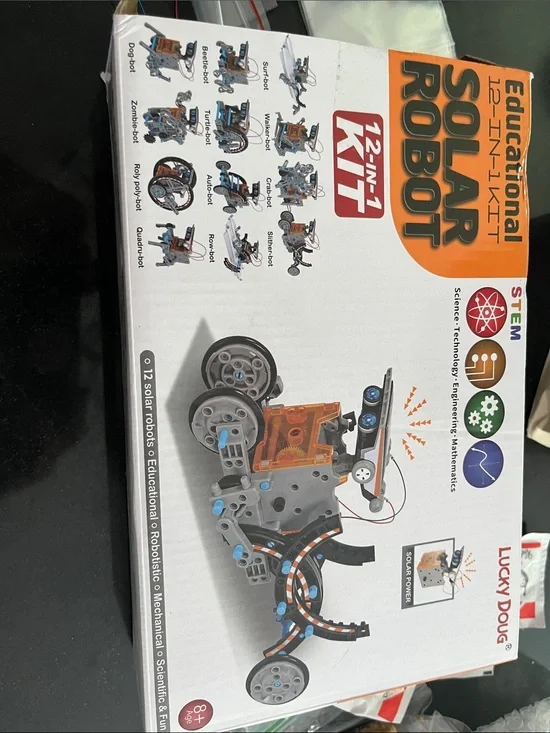 Lucky Doug Solar Robot Kit — Orange and Gray 12-in-1 STEM Builder