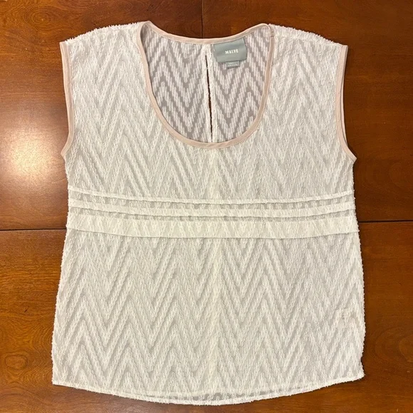 Maeve by‎ Anthropologie Ivory Textured Sleeveless Top | Size Small