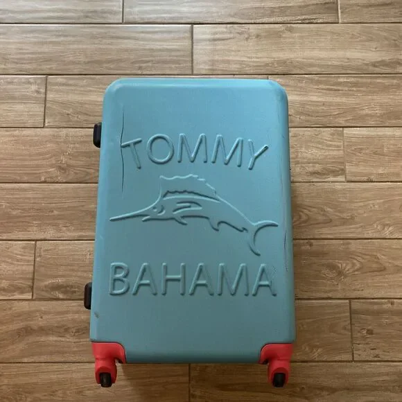 Tommy Bahama Teal & Pink Rolling Luggage Hardshell Wheeled 22