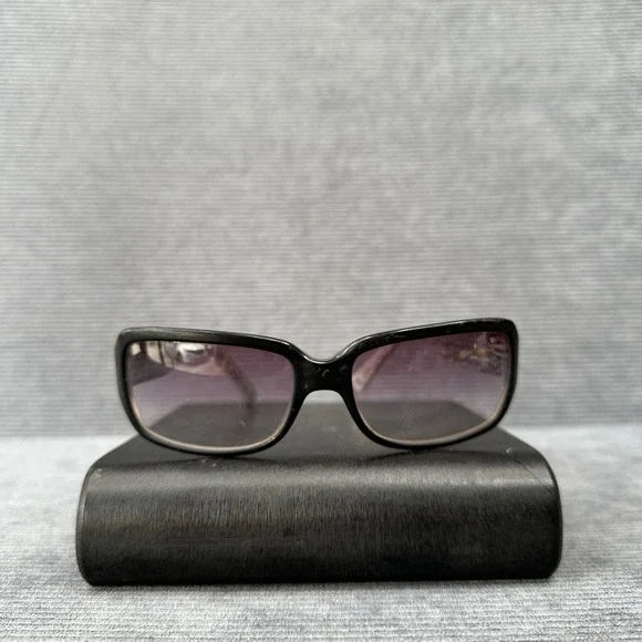 Coach Y2K Sunglasses Black Rectangular Frame Gradient Purple Lens Monogram Logo