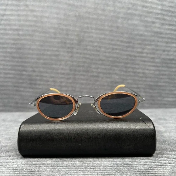 Parim 5335-62 Oval Sunglasses Silver Peach Metal Frame Vintage Y2K Retro Shades