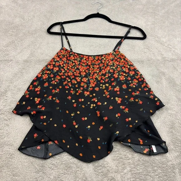 Intimately Free People Let‎ Me Love Satin Cami Womens S Black Floral Whimsigoth