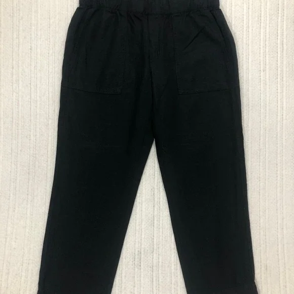 Banana Republic Womens Small Black Linen Blend Elastic Waist Patch Pocket Pants