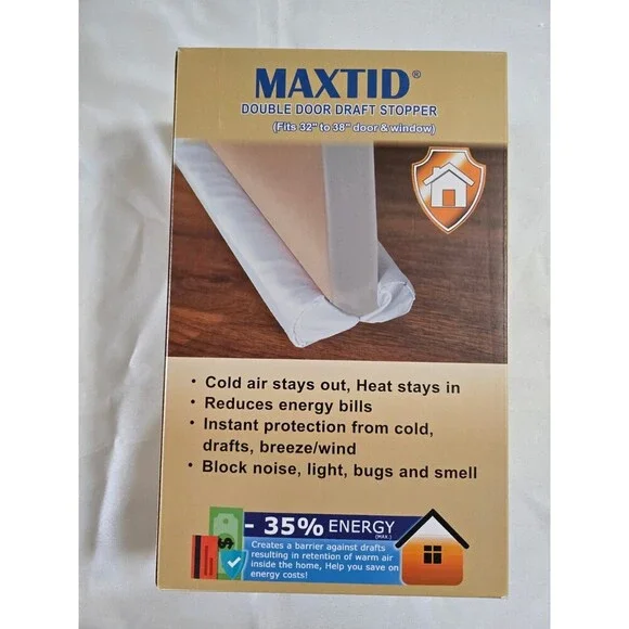 Maxtid Brown  Double Door Draft Stopper Fits 32”-38” Door Or Window