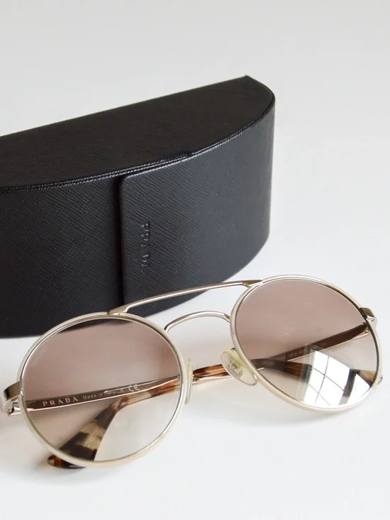 Prada Cinema SPR51S UFH-4O0 Round Sunglasses Silver Brown Gradient w/ Case