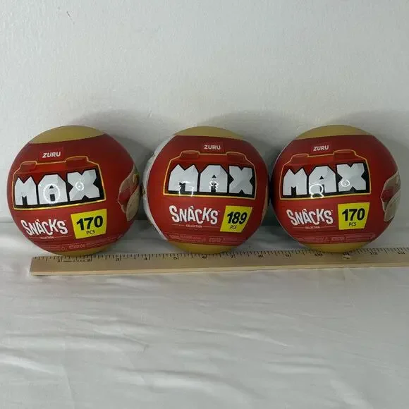 ZURU MAX Snacks Collection Building Bricks Balls Lot of 3 170/189 Pcs Sealed