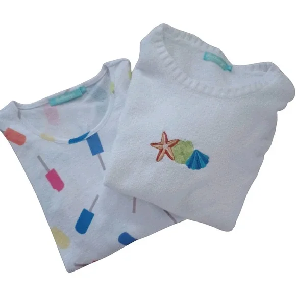 Anthonys Resort Wear Womens M White Popsicle Print Top & Starfish‎ Sweater Set