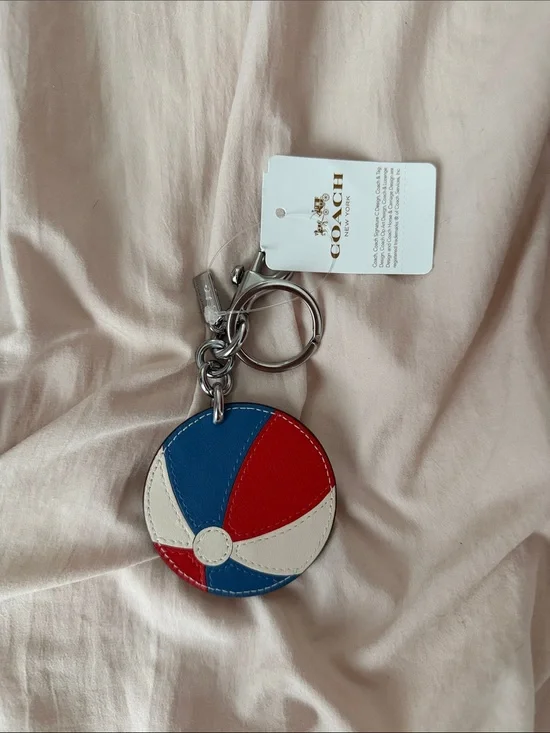 Coach Red, Blue & White Round Beach Ball Keychain