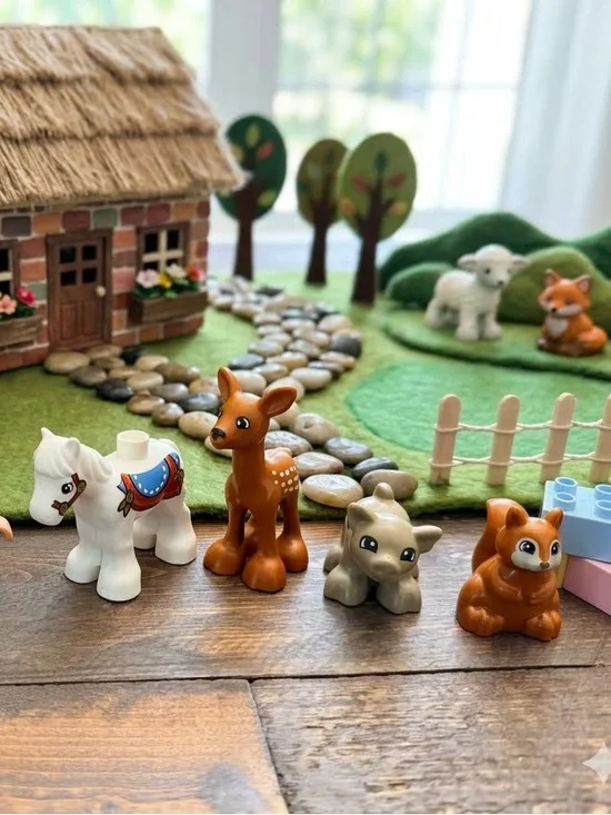 LEGO Duplo Minifigure & Animal Lot - Figures, Horse, Forest Animals (6 Pcs)