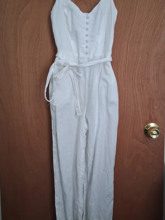 Banana Republic White Sleeveless  Linen Cotton Blend  Jumpsuit 0