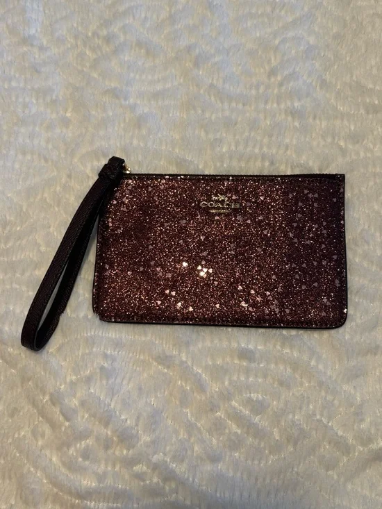 Coach Glitter Wristlet in Plum Sparkle