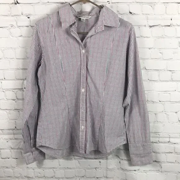 Pendleton Button Down Long Sleeve cotton Shirt Green blue pink white cuffs Sz 6