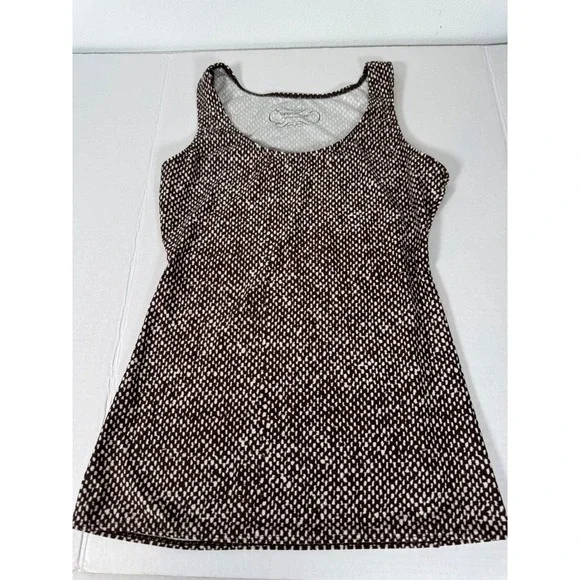 Tapemeasure Womens Brown White Dot Print Tank Top Large Athletic Workout