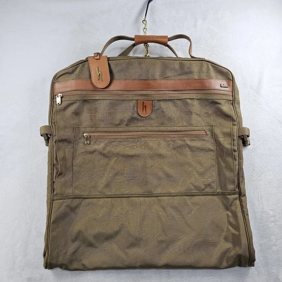 Vtg Hartmann Garment Bag Ballistic Nylon Leather Trim Travel Fold Business