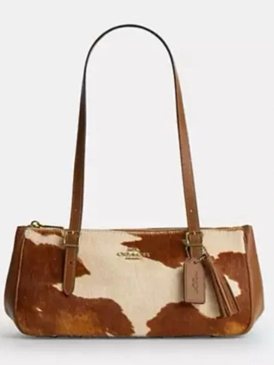 NWT Coach Asher Shoulder Bag In Haircalf With Cow Print CDW46 Gold/Cow🎀