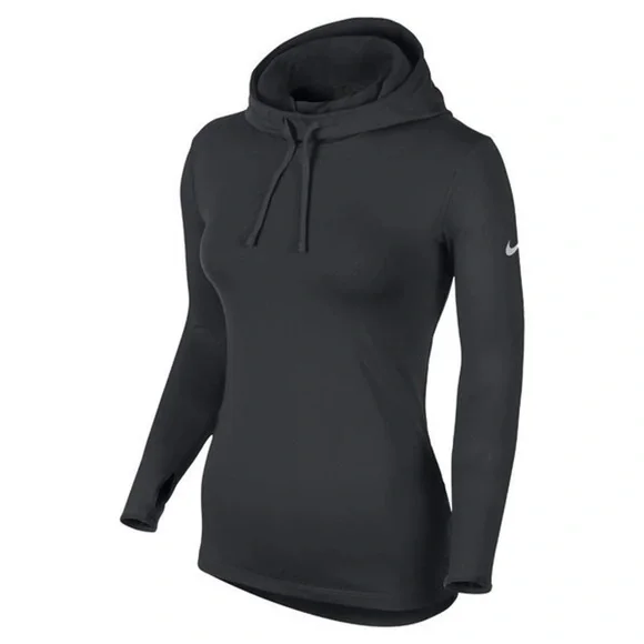 NIKE‎ PRO Black Hyperwarm Fitted Long Sleeve Pullover Active Hoodie Size Medium