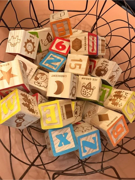 Baby Blocks with Letters, Pictures, & Numbers.