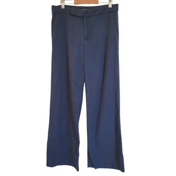 Banana Republic Linen Slub Wide Leg Tapestry Navy Blue Pant Sz 4‎ Coastal Beachy