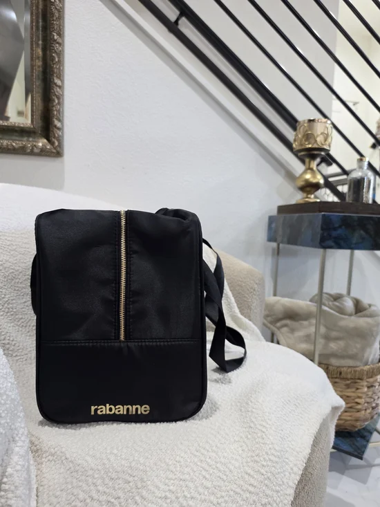 Paco Rabanne Black weekender duffle bag with Gold Accent