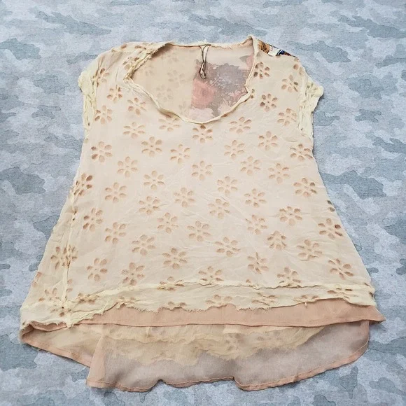 Aratta Silent Journey Top Womens Small‎ Tan Sil Sleeveless