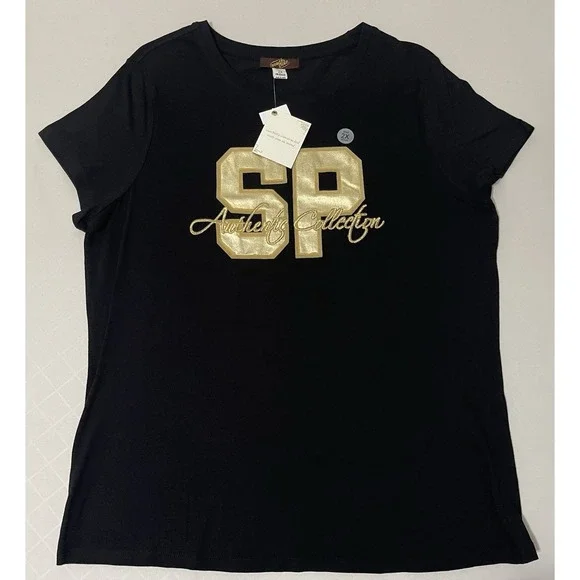 NWT Y2K South Pole Black Gold Graphic Baby Tee Logo Top Size‎ 2XL