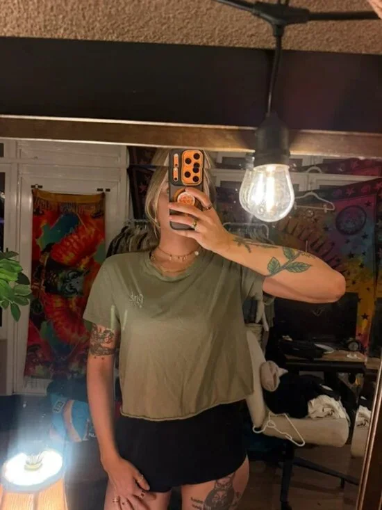 Victoria’s Secret Pink Green Short Sleeve Crop Top
