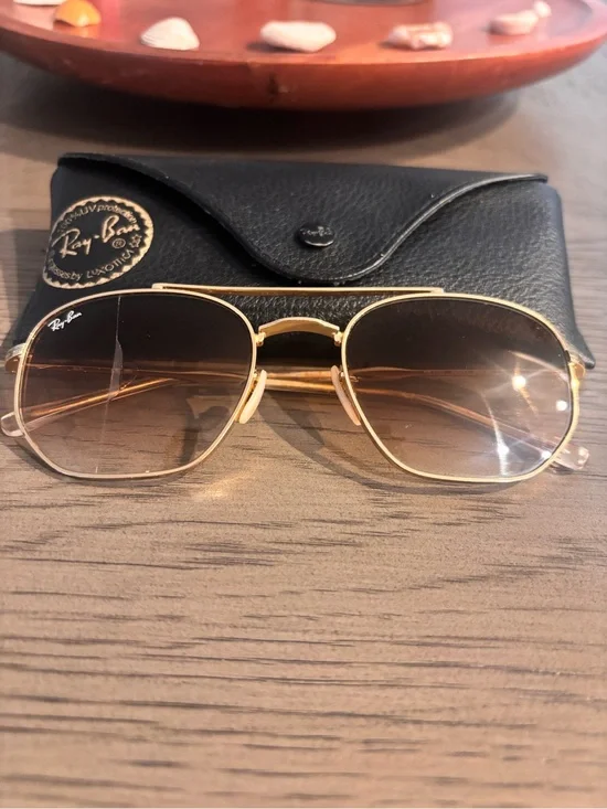 Ray-Ban Gold Frame Sunglasses with Black Case