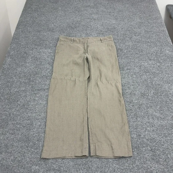 H&M Pants Womens 8 Tan Linen Wide Leg Casual Summer Trousers