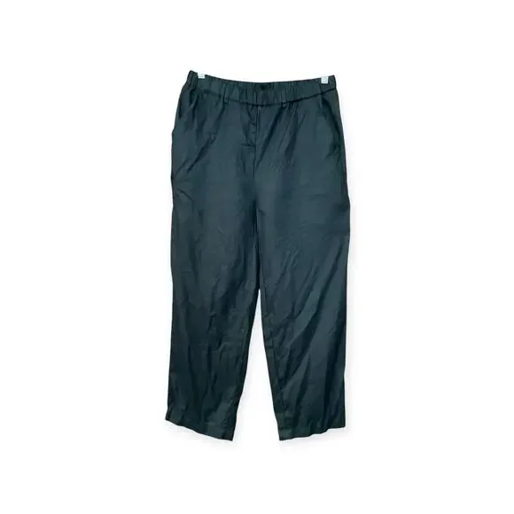 Quince Pants Women Medium Black 100% Linen
