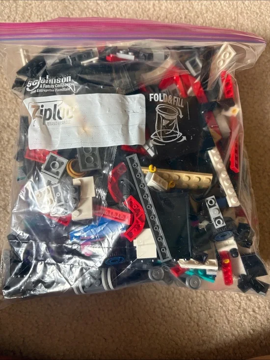 Mixed LEGO gallon bag Lot - Teal, Black, White, Red
