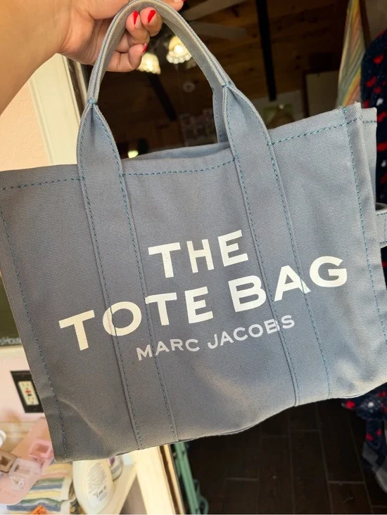 Marc Jacobs Blue Canvas 'The Tote Bag' with White Logo