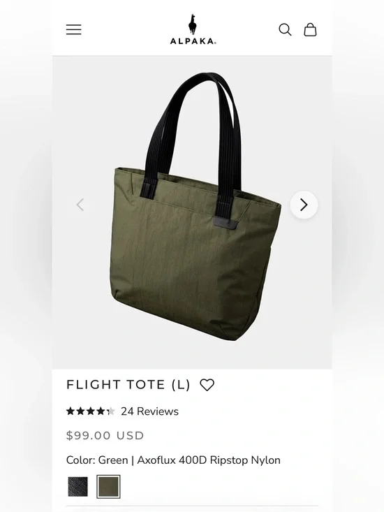 ALPAKA Flight Tote (L) in Green