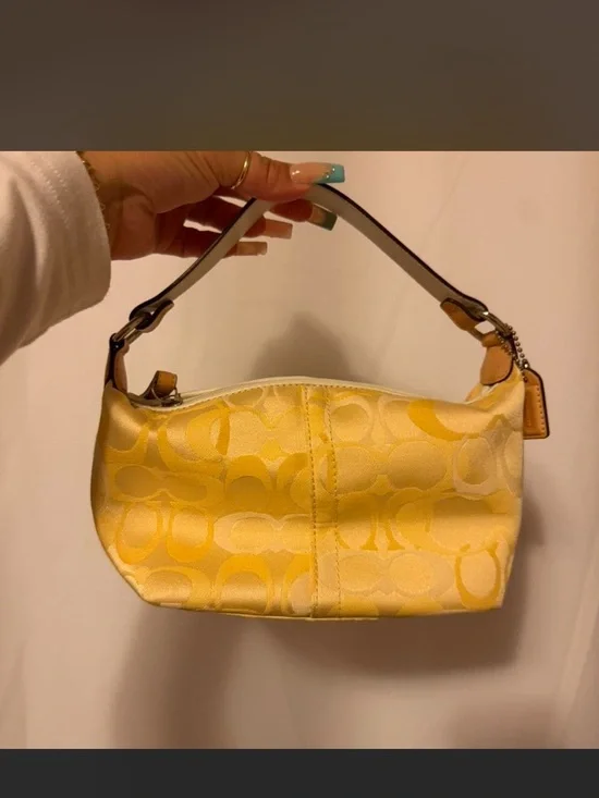 Coach Yellow Signature Jacquard Mini Bag with Top Handle
