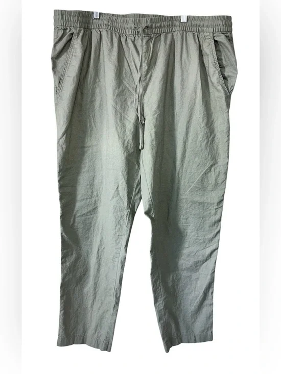 H&M Linen Blend Drawstring Pull On Jogger Pants Sage Green | Women’s XXL